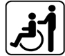 Rollstuhlfahrer und Schiebender
